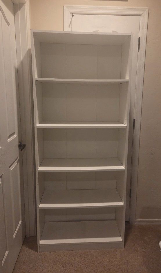 White Wood Shelf Bookcase, 30" x 71.5" x 11.5"