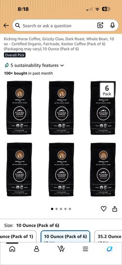 Kicking Horse Coffee Grizzly Claw uDark Roast Whole Bean (Pack of