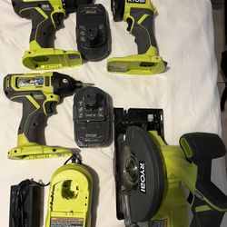 Gently Used One Time 5 Piece Ryobi 18 Volt Set Works Perfect 