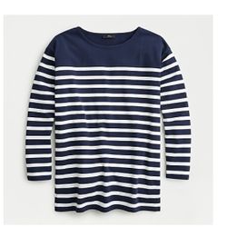 J. Crew Navy & White Stripe Tunic Top Size M NWT