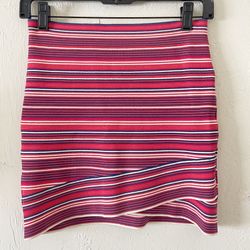 BCBGMaxAzria Magenta Red White and Blue Bodycon Bandage Mini Skirt | Sm