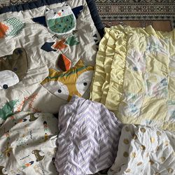 Lot of Baby Crib Bedding Sheets Quilts