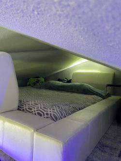$370/OBO- moving-Must Sell-Scandinavian King (Standard)Upholstered Platform Bed