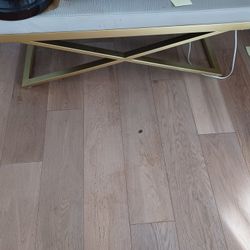 2 3 Foot Brass an Leather Top benches 