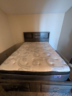 Queen Storage Bed Frame & American Bedding Mattress - $400 (Pickup Today)
