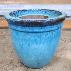 Beautiful Turquoise Blue Ceramic Flower Pot 