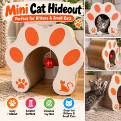 Mini Cat Hideout with Scratcher and Toy Ball