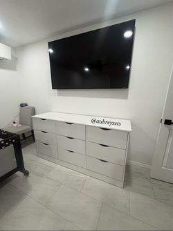 White 9 drawer dresser with spacious drawers