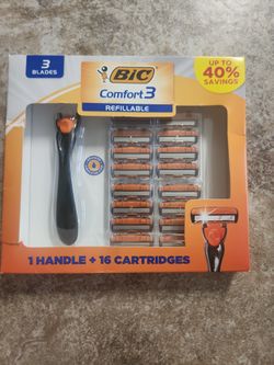Brand New Name Brand BIC Razor Kit With 16 Blade Cartridges And The Handle Brand New