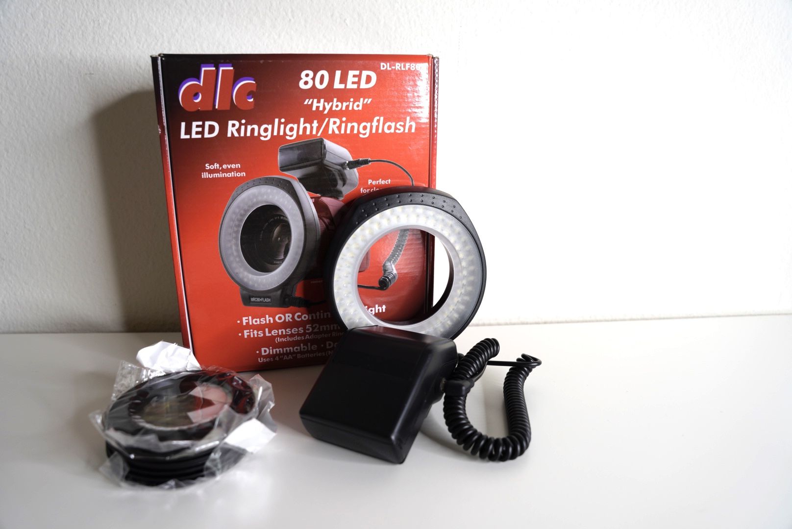 DLC 80 LED ring light / ring flash on / off camera