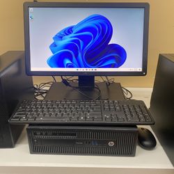 Beautiful Desktop set, hp ProDesk 600 G1,, 500gb , Hard drive , 20" dell Monitor , WiFi card, windows 11 Pro , 8gb ram, cables , keyboard and mouse.  