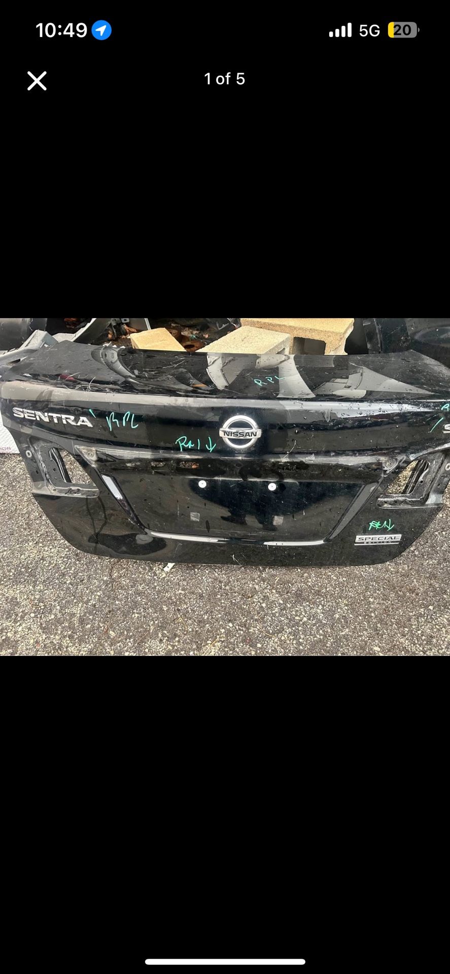 16-19 NISSAN SENTRA REAR BACK DOOR TRUCK
