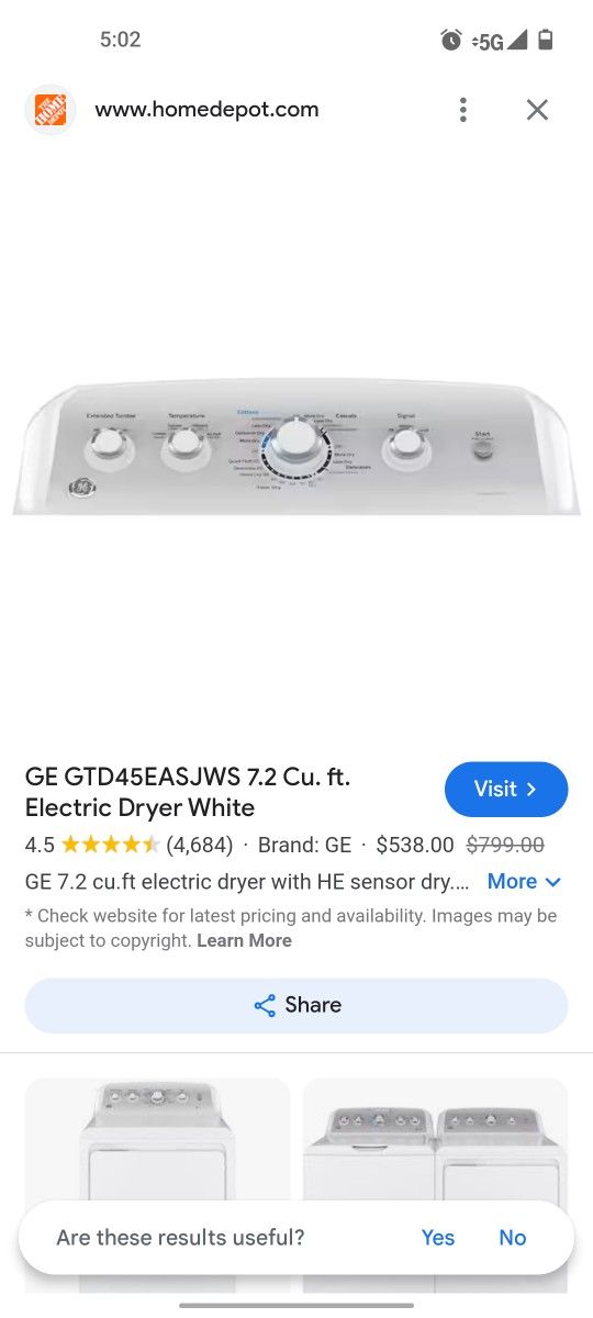 Electric GE Dryer White 