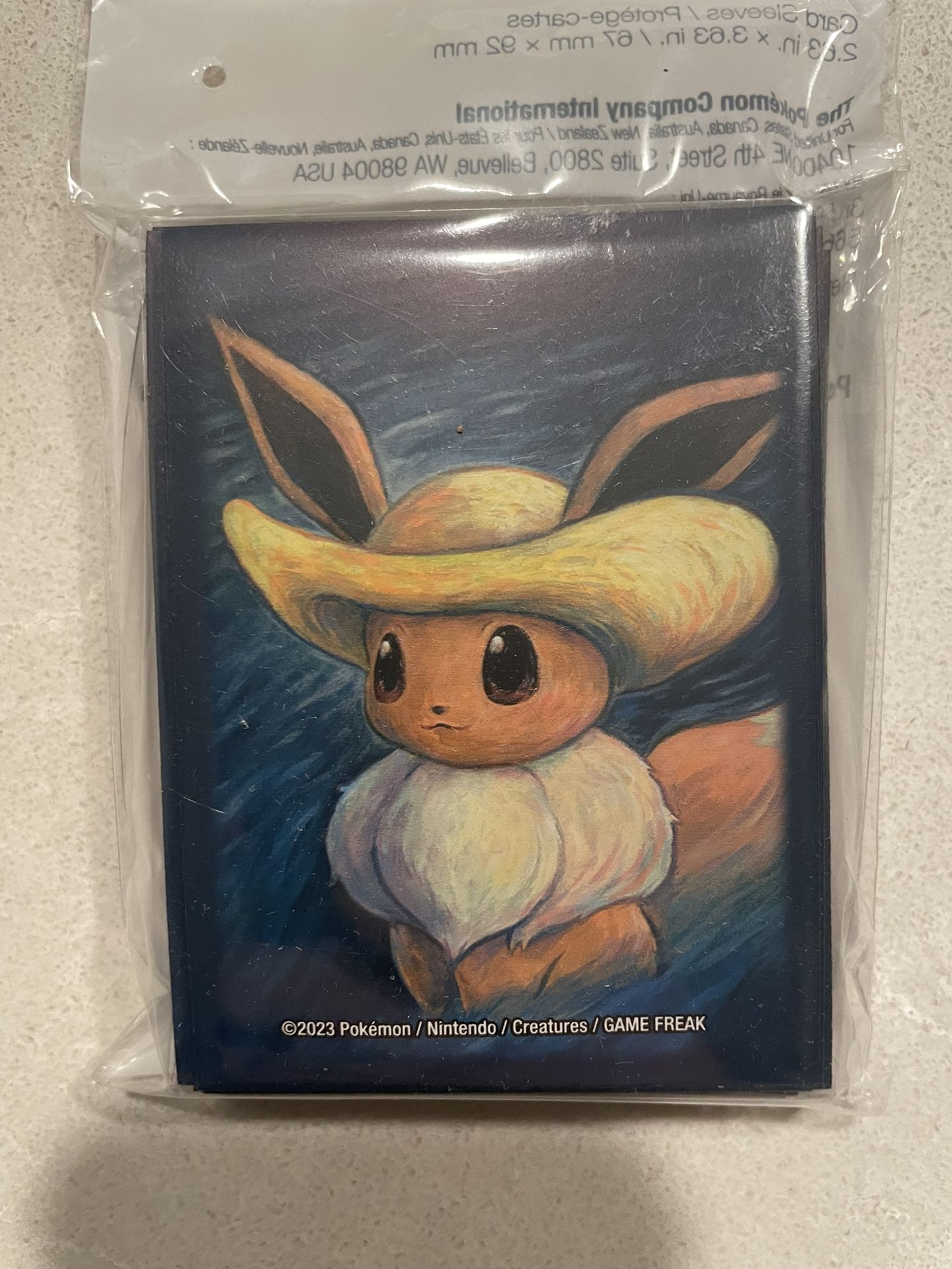 Eevee Straw Hat Card Sleeves *SEALED* Vincent van Gogh Museum Scarlet Violet Pokemon TCG Shields 65 Sleeves Self Portrait