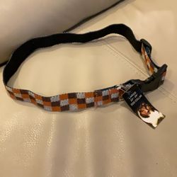 New Dog Collar, Large 20”-26” Checkered Orang, Brown, Beige 