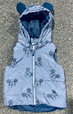 H&M Micke Mouse boys 9/12 month detachable hooded outdoor vest with ears