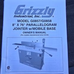 Grizzly 8'' X 76" Jointer Plainer