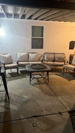 Patio set with fire pit