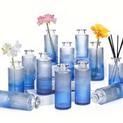 12pcs blue Glass Bud Vases