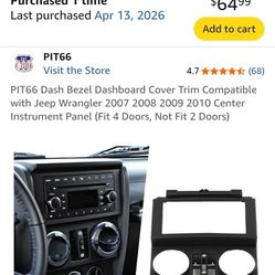 DashBoard cover trim Wrangler Jeep compatible NEW!  Center Instrument Panel