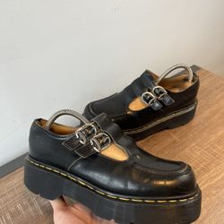 Vintage Dr. Martens Women's Doc England Leather Platform Mary Janes Black Size 7