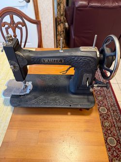Antique/Vintage White Rotary Electric Sewing Machine (FR Series, Crinkle Finish)