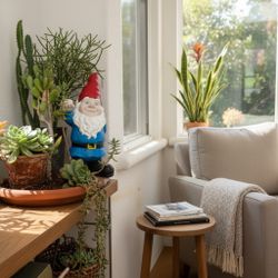 Charming Blue Garden Gnome — Shelf or Patio Accent 	•	Price: $25 (Pickup in Menifee; delivery options below) 	•	Size: 14″ tall 	•	Condition: Used — SO