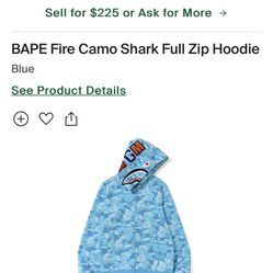 blue bape hoodie hit me for pics 100$ Cash