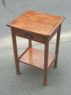 Antique Side Table with Drawer and Lower Shelf