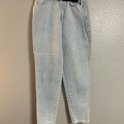 vintage women’s Chic light wash blue high rise tapered leg denim jeans size 10