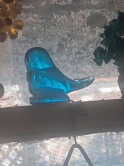 Blue bird of happiness Glass Bird Figurine