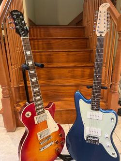 Squier Paranormal 12 String Jazzmaster and Epiphone Les Paul Standard