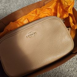 Brand New Coach Crossbody Bag - Beige with Gold Chain