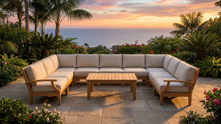 New Grade-A Teak 10-Piece Outdoor U-Shape Sectional - Deep Seating - Mila by JRS Patio - San Diego