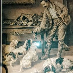 Antique print Edmund H.Osthaus signature bottom left corner "Mr. Osthaus Training the Puppies ©1906 14 "lx 12 "x:1"