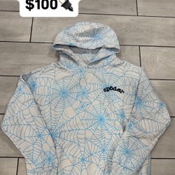 Spider Hoodie Blue And White 