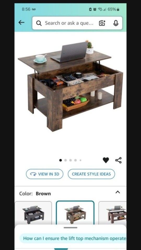 Brown Coffee Table Lift Top