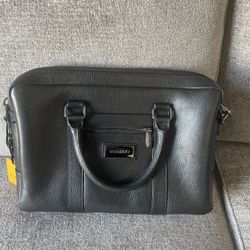 Leather Pebbled Briefcase By Mario Valentino