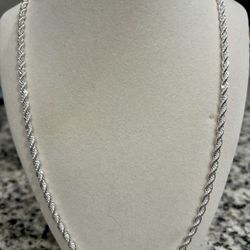 New S925 stamped Sterling silver rope chain necklace