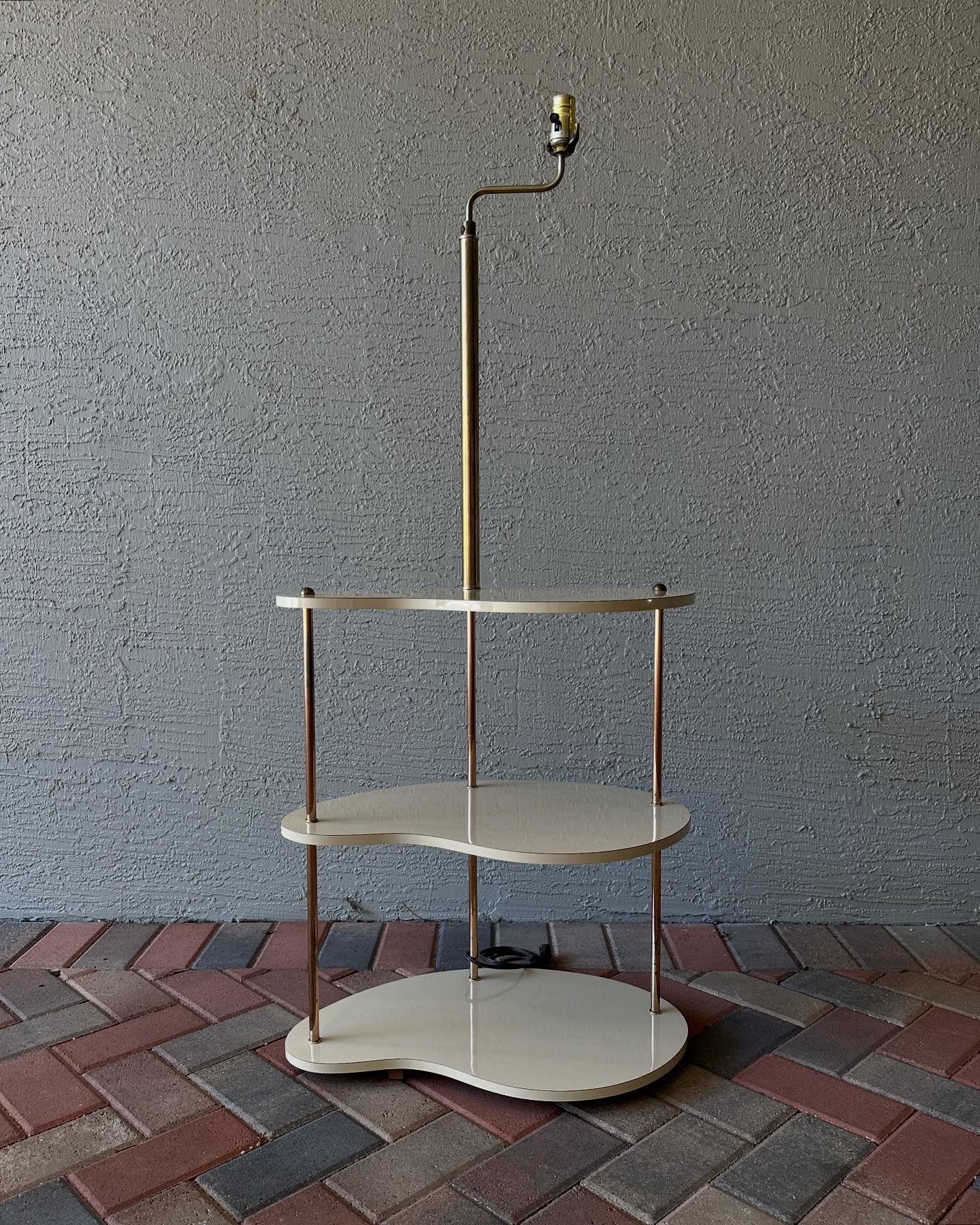 Vintage Mid Century Modern Kidney Tiered Floor Table Lamp Formica Atomic Mcm 60s
