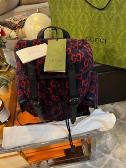 Gucci Red & Blue GG Wool backpack