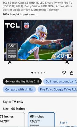 65” tv and console