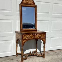 Beautiful inlaid dressing table desk with mirror