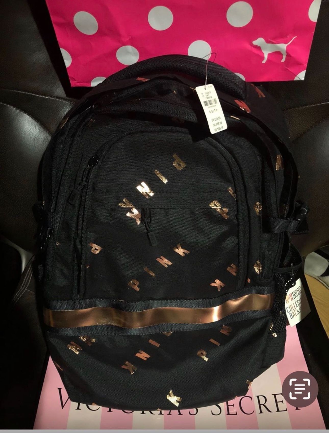 Black & Gold rose PINK Backpack 