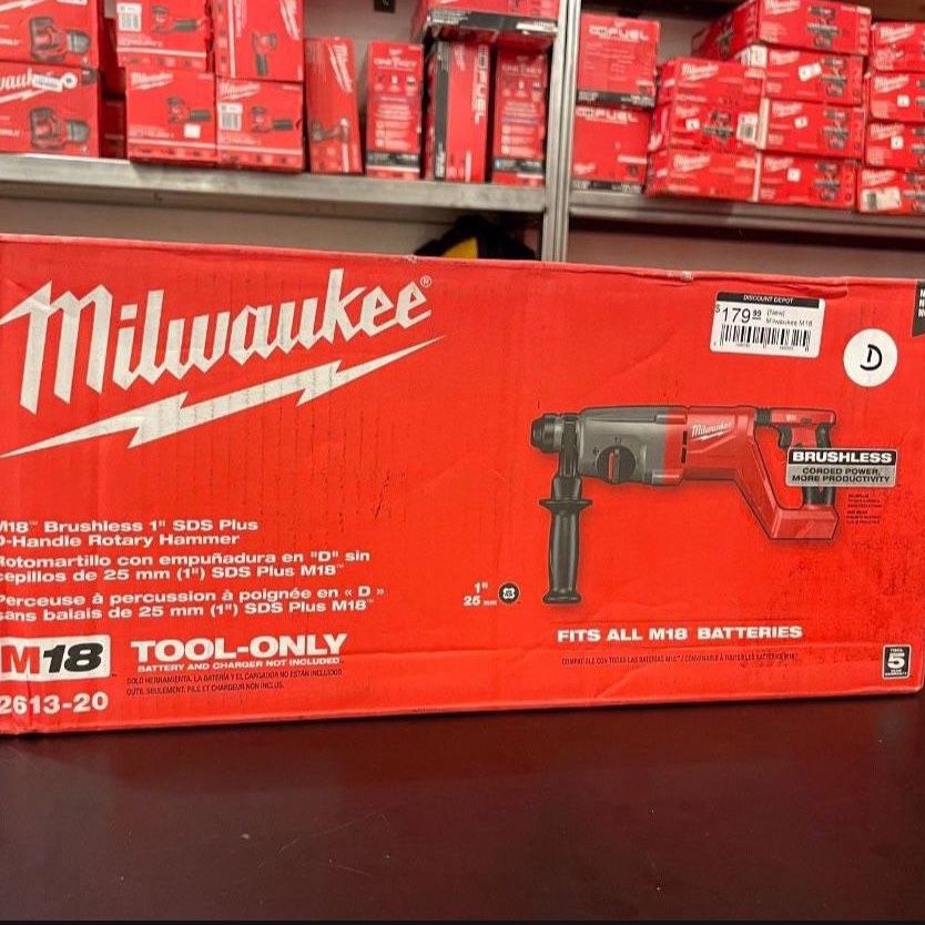 MILWAUKEE M18 18V Lithium-Ion Brushless Cordless 1 in. SDS-Plus D-Handle Rotary Hammer (Tool-Only)…….2613-20