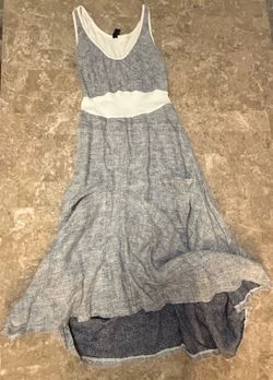 onz dress 100% linen blue white made in italy small XS ? pockets sleeveless