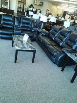 Vacherie Black Reclining Living Room Set /SOFA and Loveseat