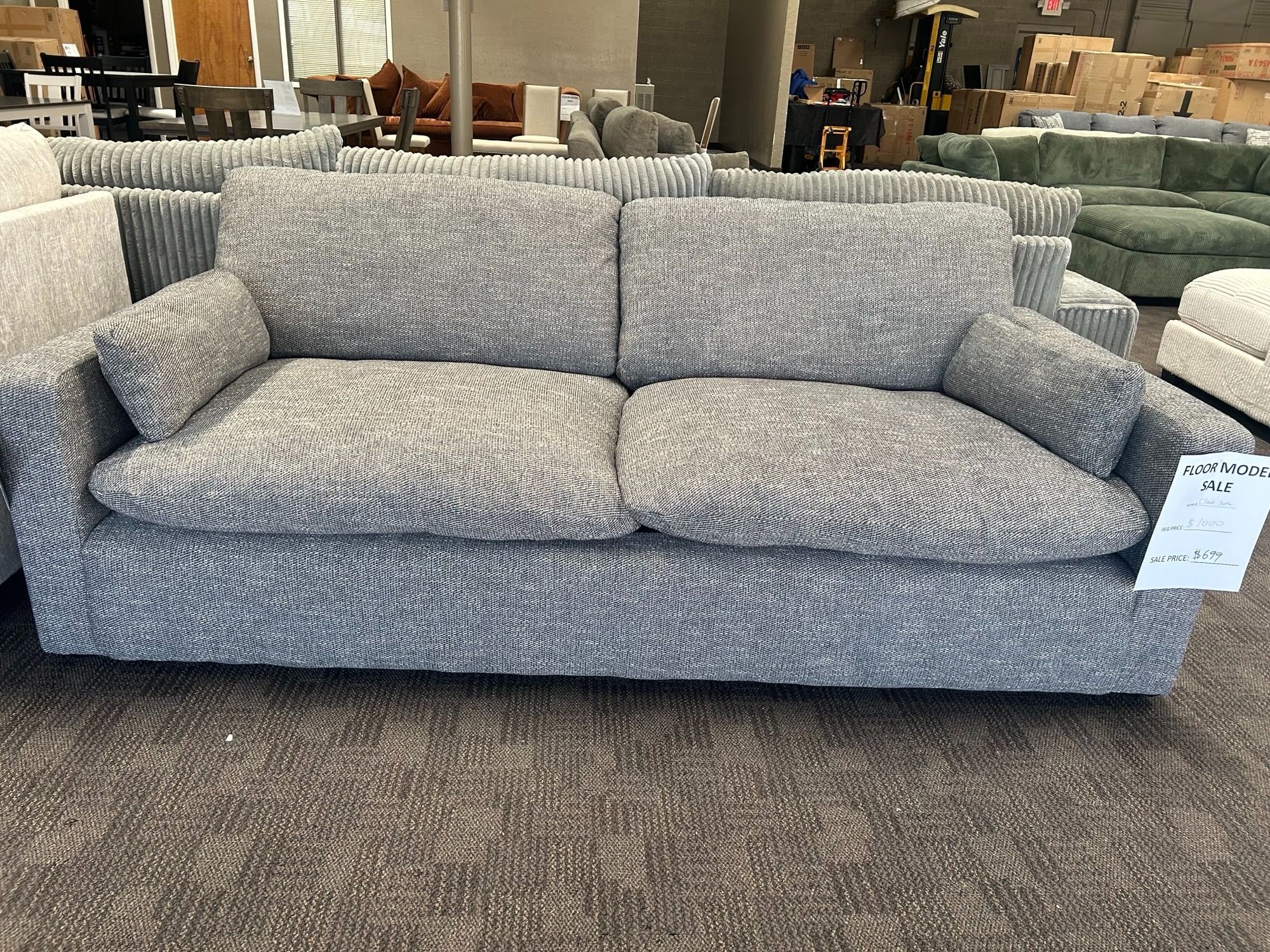 Cloud linen gray deep sofa couch