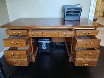 Solid oak executive desk