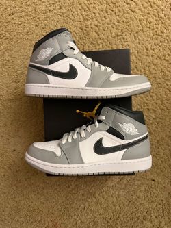 Size 8.5 (Worn once, comes with box) - Air Jordan 1 mid light smoke grey